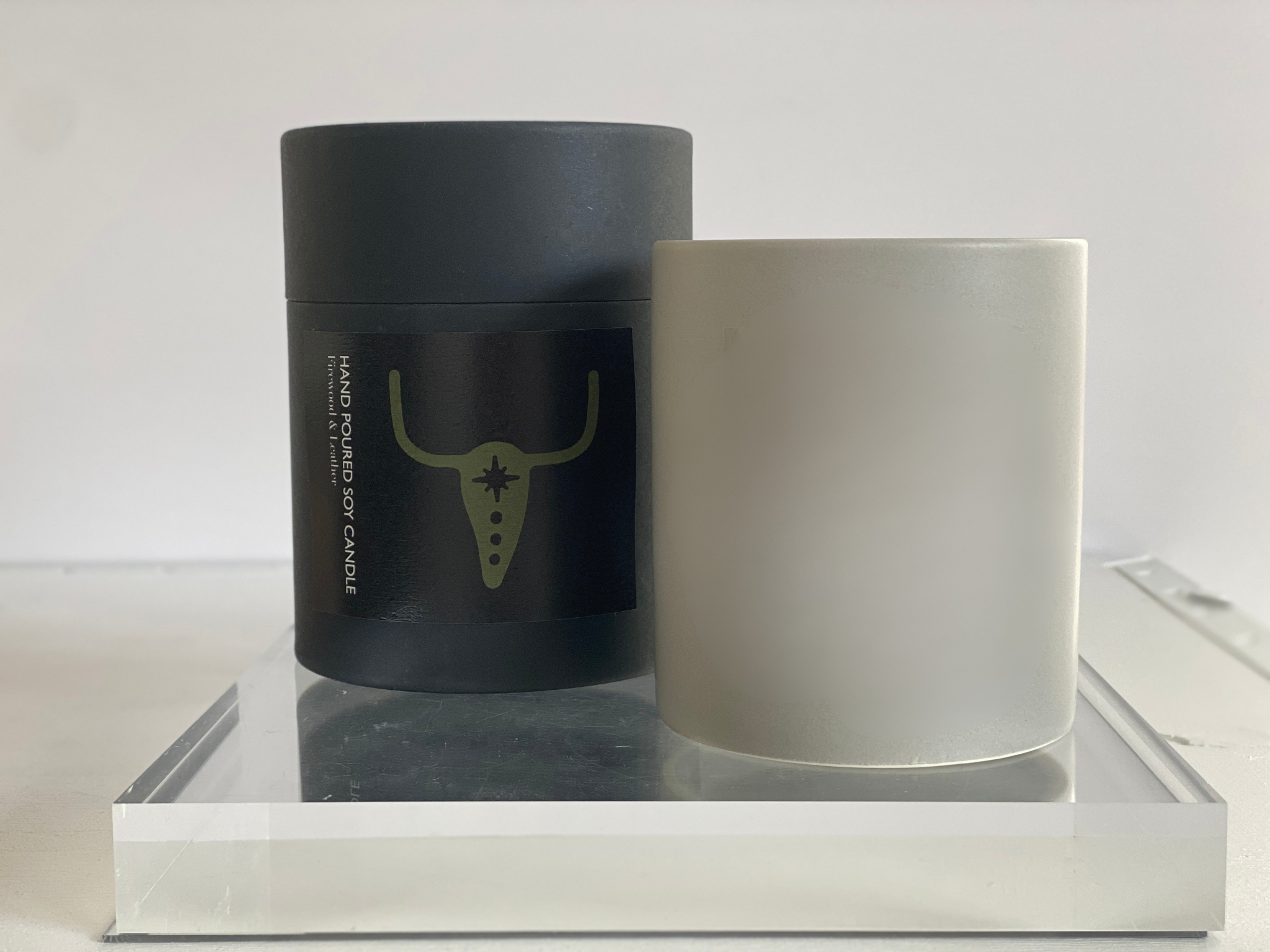 Firewood + Leather Hand Poured Soy Candle in Gift Box | GHOST TOWN RANCH