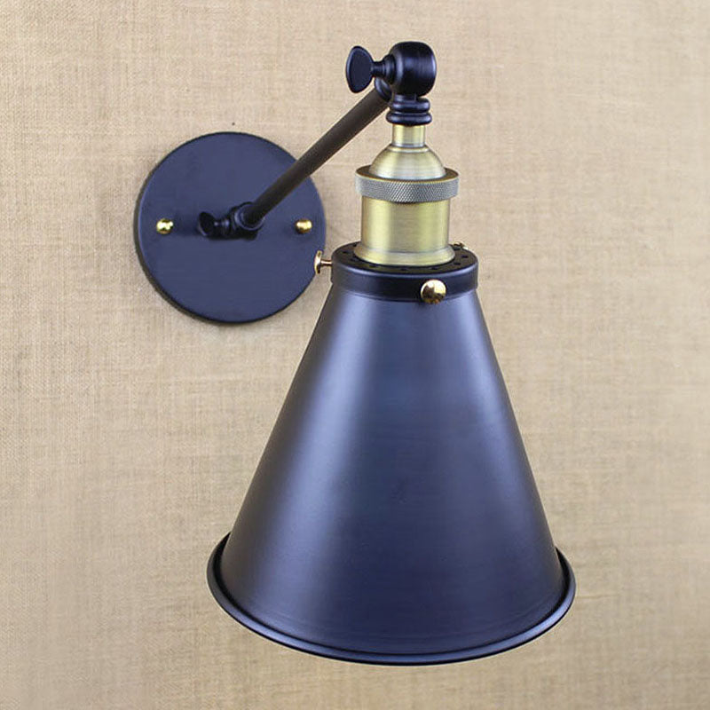 Avery - Industrial Swing Arm Sconce with Conic Shade (1-Light, Black)
