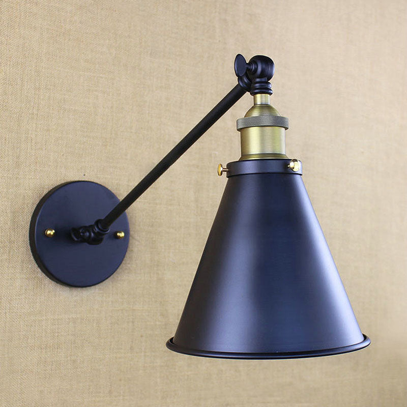 Avery - Industrial Swing Arm Sconce with Conic Shade (1-Light, Black)