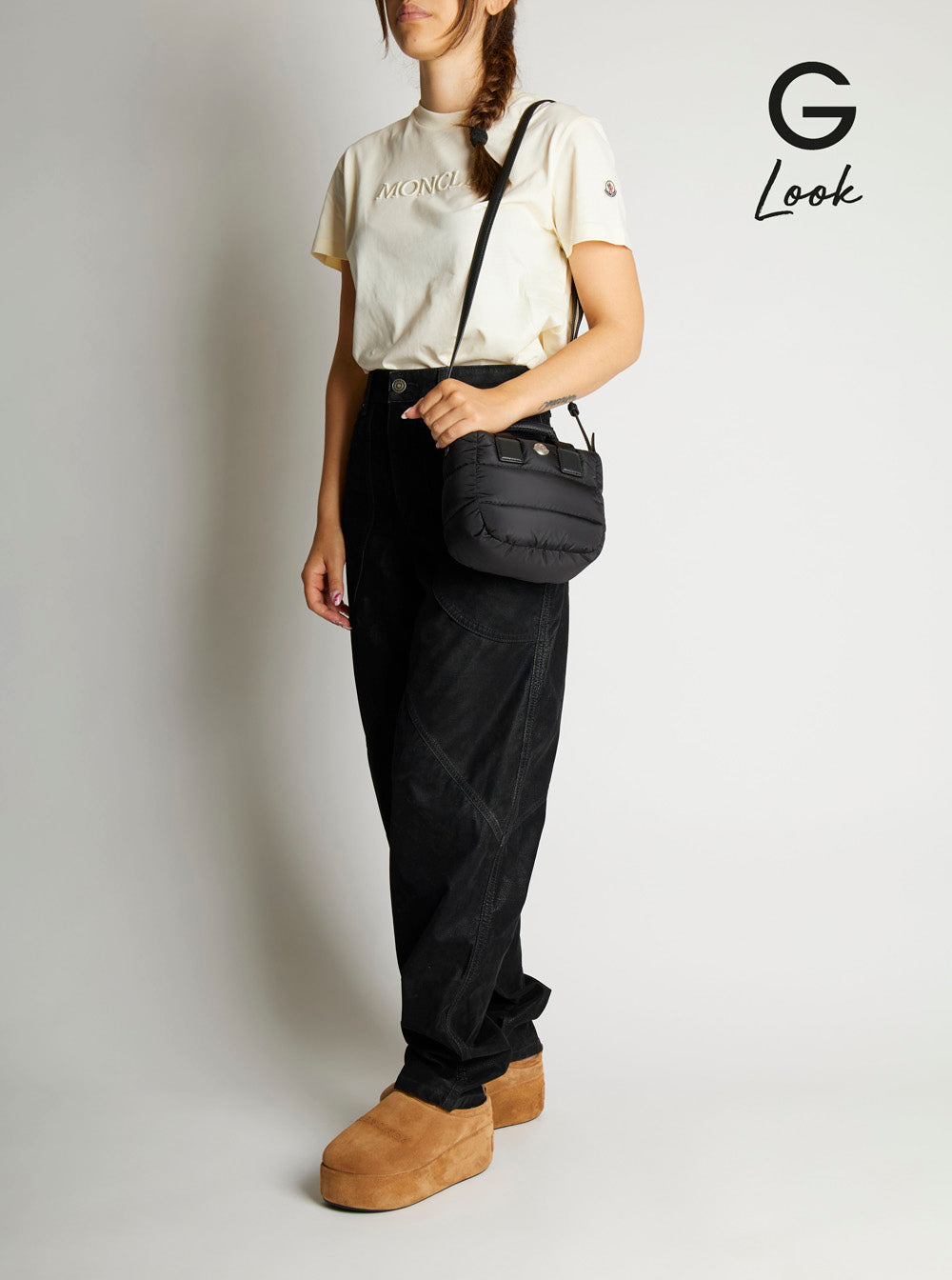 Moncler Women 'Karadoc' Black Micro Handbag With Adjustable And Removable Shoulder Strap And Logo Patch On The Front In Tech Fabric Woman