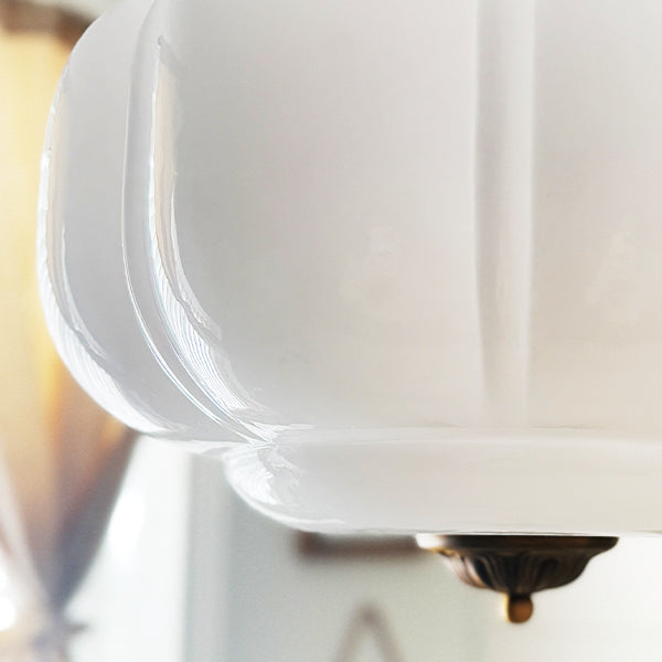 Handcrafted Bulbous Milk Glass Pendant