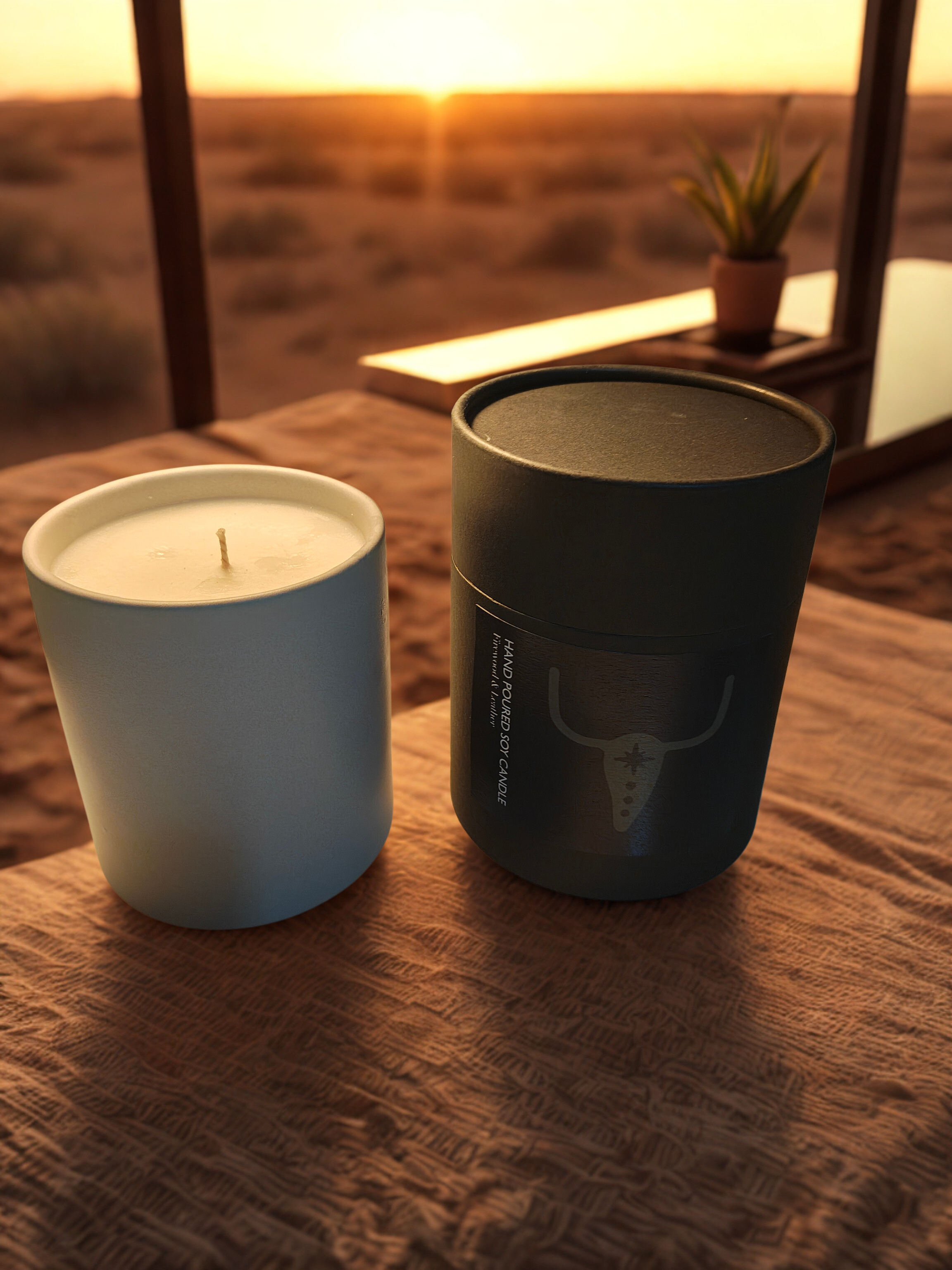 Firewood + Leather Hand Poured Soy Candle in Gift Box | GHOST TOWN RANCH