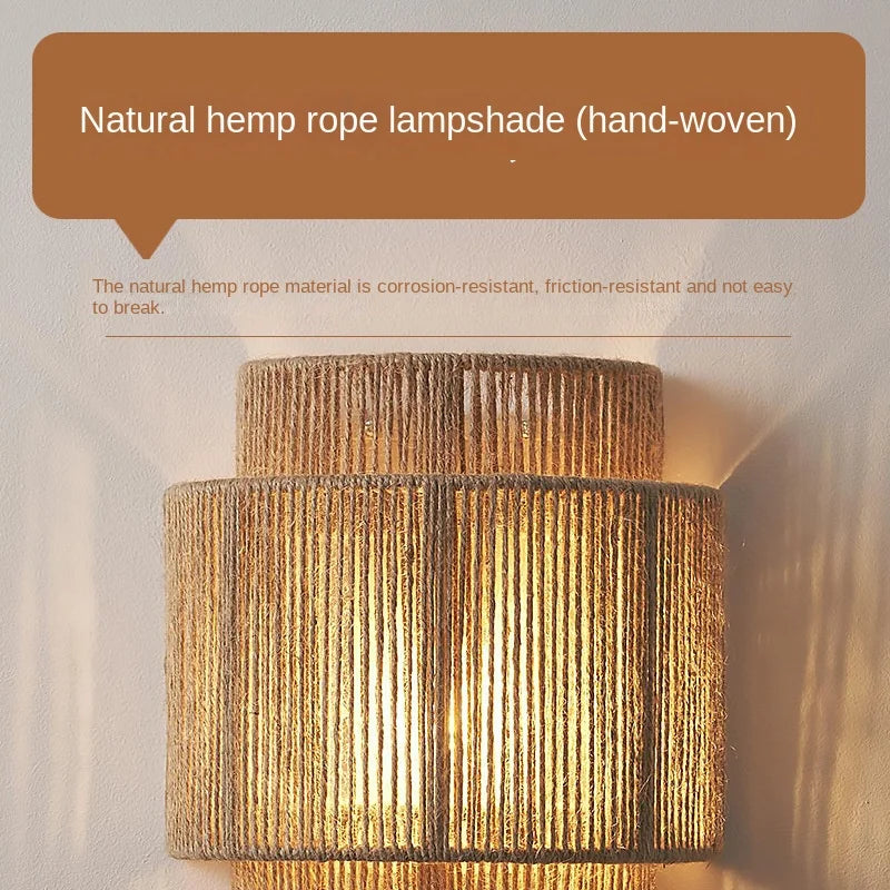 Retro Bohemian Rattan Wall Lamp - Artistic Lighting for Bedroom, Restaurant, and More