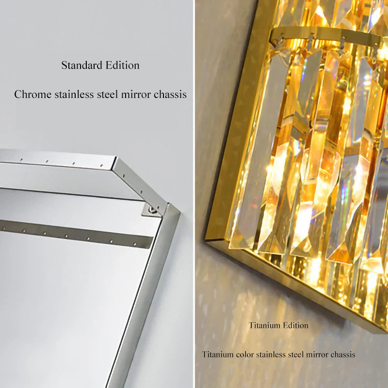 Riley - Luxury Rectangle Crystal Wall Silve Lamp For Department Aisle Corridor Bedroom Sconce TV Background Wall LED Decorative Lighting