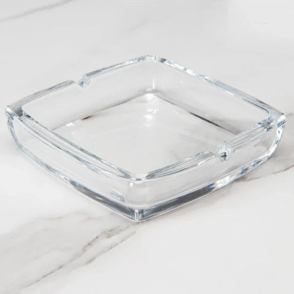 Classic Square Crystal Glass Tray for Home, Bar & Office