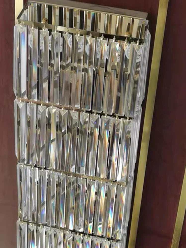 Riley - Luxury Rectangle Crystal Wall Silve Lamp For Department Aisle Corridor Bedroom Sconce TV Background Wall LED Decorative Lighting
