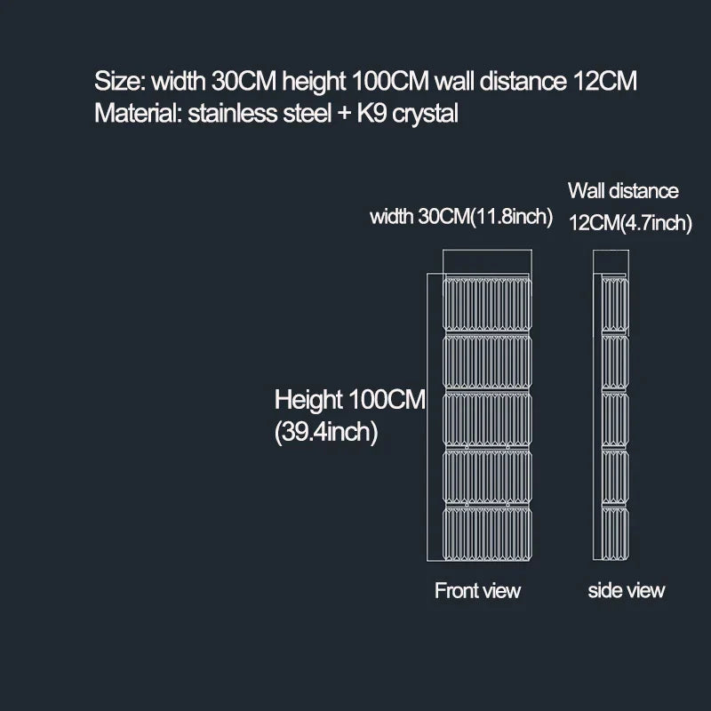 Riley - Luxury Rectangle Crystal Wall Silve Lamp For Department Aisle Corridor Bedroom Sconce TV Background Wall LED Decorative Lighting