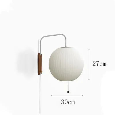 Japandi Design Nelson Wall Lamp - Hand-Woven Silk Light for Elegant Living Room and Bedroom Decor