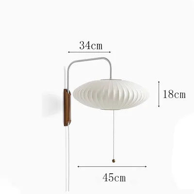 Japandi Design Nelson Wall Lamp - Hand-Woven Silk Light for Elegant Living Room and Bedroom Decor