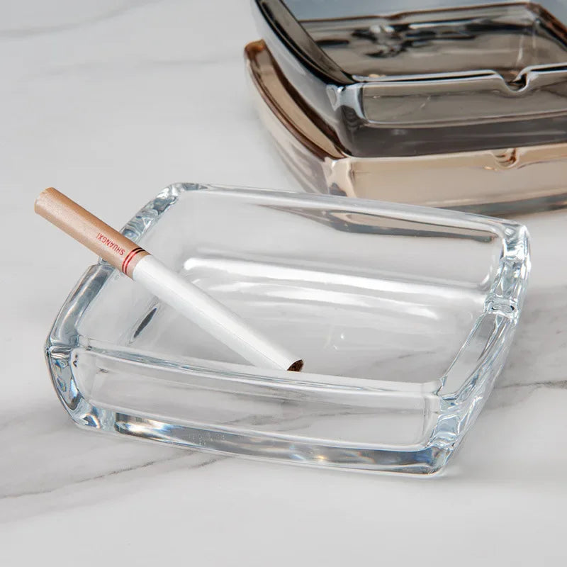 Classic Square Crystal Glass Tray for Home, Bar & Office