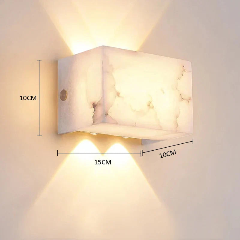 All-Copper Marble Wall Lamp - Modern Simplicity for Living Rooms, Dining Rooms, and Bedside Aisles with Natural Marble and LED Sconce