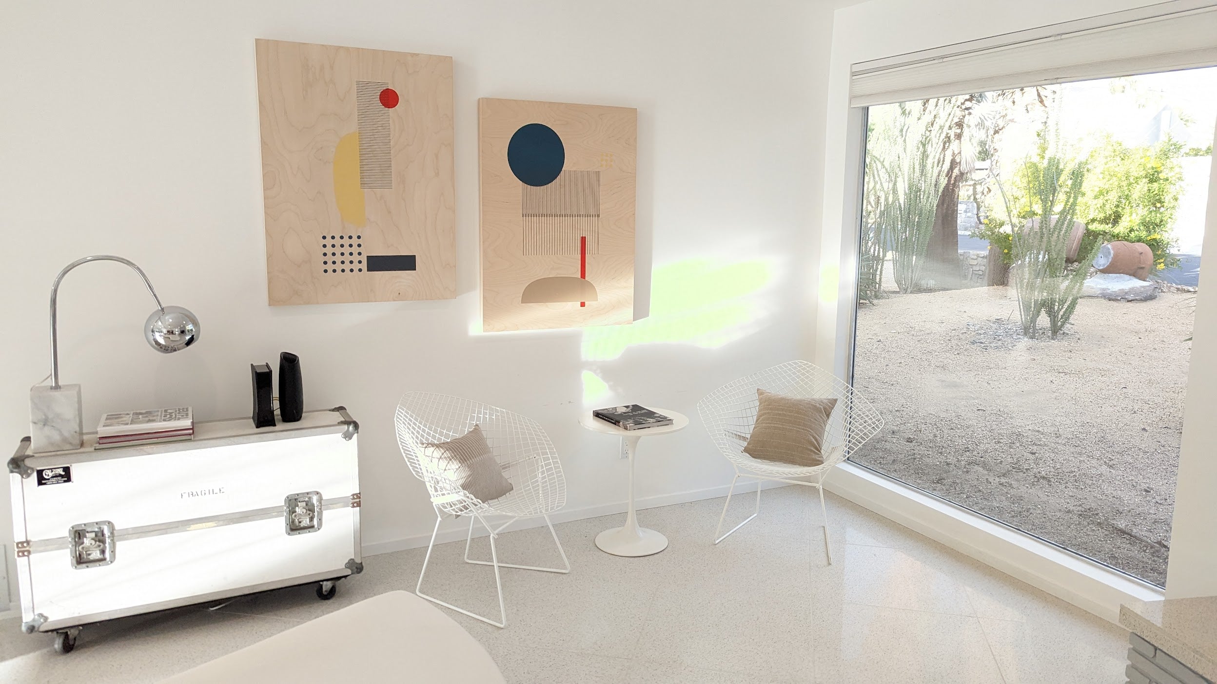 Bertoia Diamond Chairs, White, Set of Two