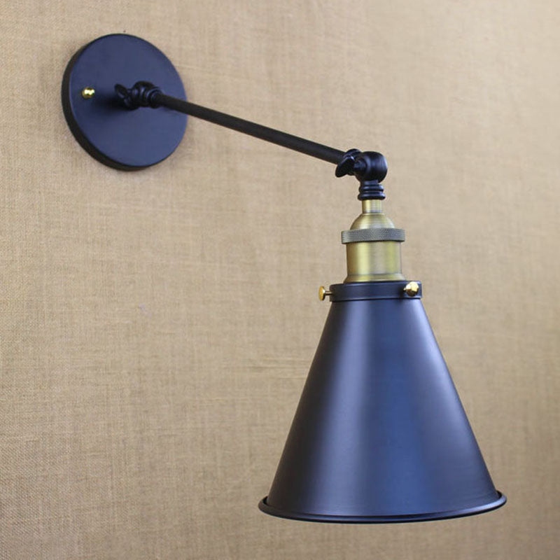 Avery - Industrial Swing Arm Sconce with Conic Shade (1-Light, Black)