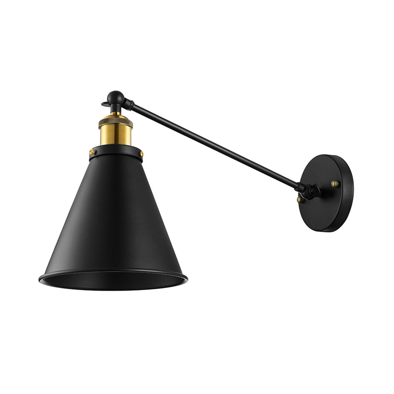 Avery - Industrial Swing Arm Sconce with Conic Shade (1-Light, Black)
