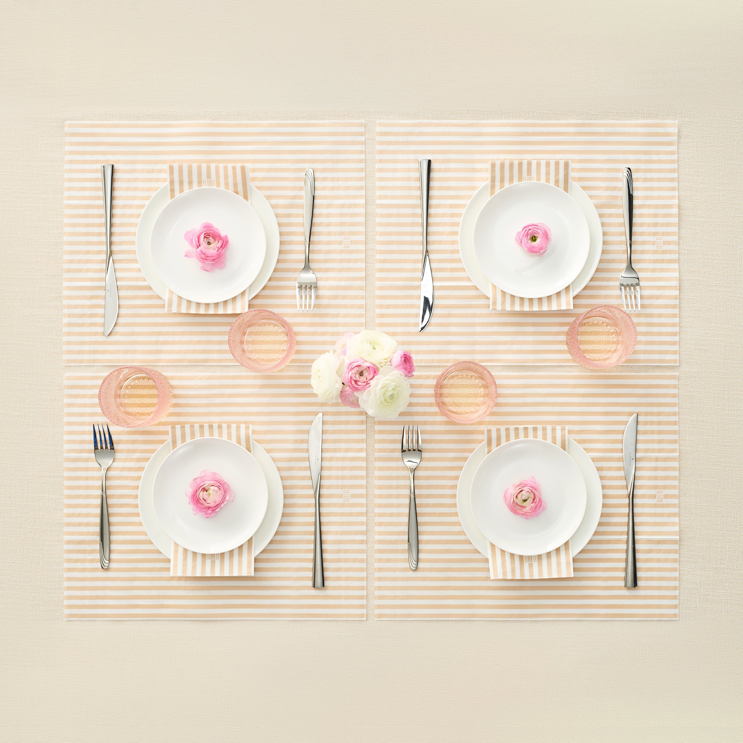 Tonal Striped Disposable Napkin Set in Beige, 100 Pieces