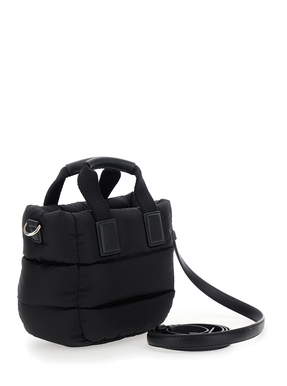 Moncler Women 'Karadoc' Black Micro Handbag With Adjustable And Removable Shoulder Strap And Logo Patch On The Front In Tech Fabric Woman