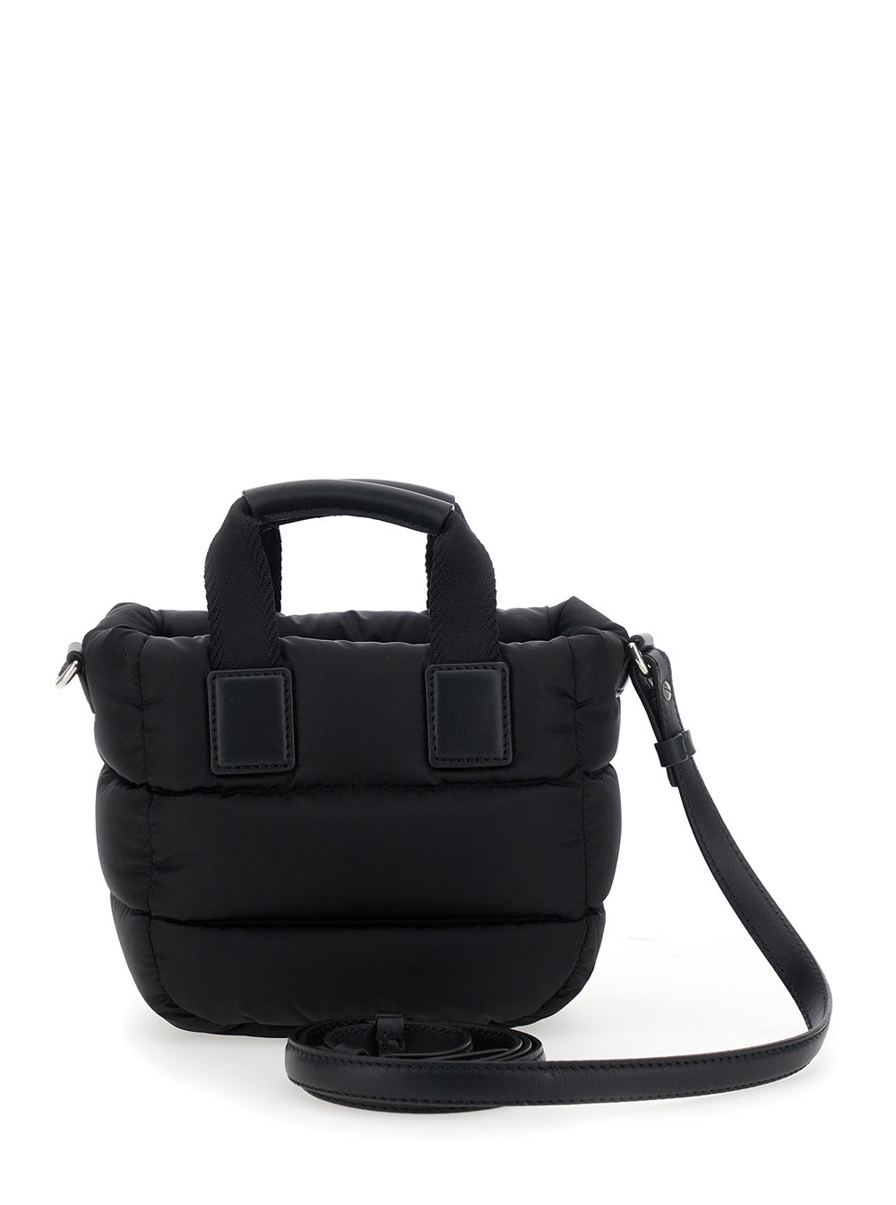 Moncler Women 'Karadoc' Black Micro Handbag With Adjustable And Removable Shoulder Strap And Logo Patch On The Front In Tech Fabric Woman