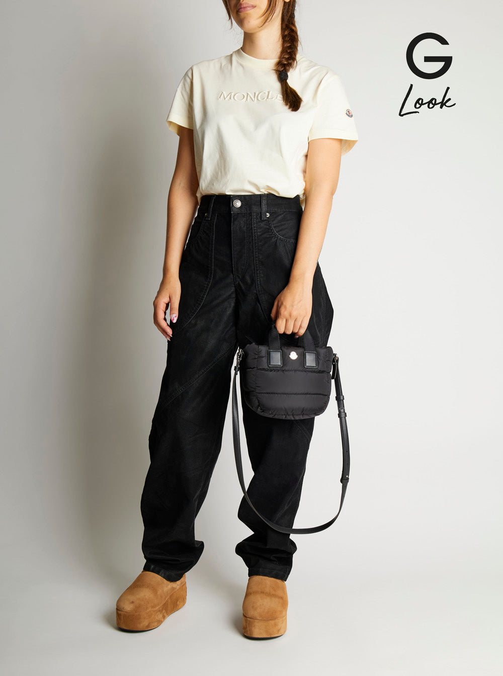 Moncler Women 'Karadoc' Black Micro Handbag With Adjustable And Removable Shoulder Strap And Logo Patch On The Front In Tech Fabric Woman