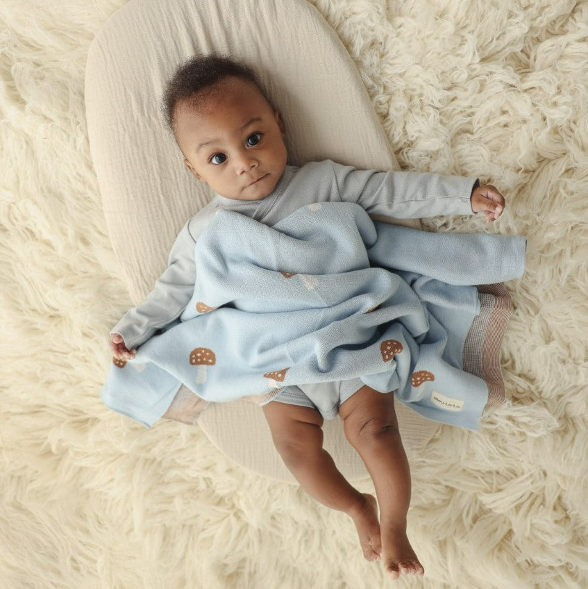 Luxury Knit Mushroom Swaddle Baby Blanket by Bleu La La