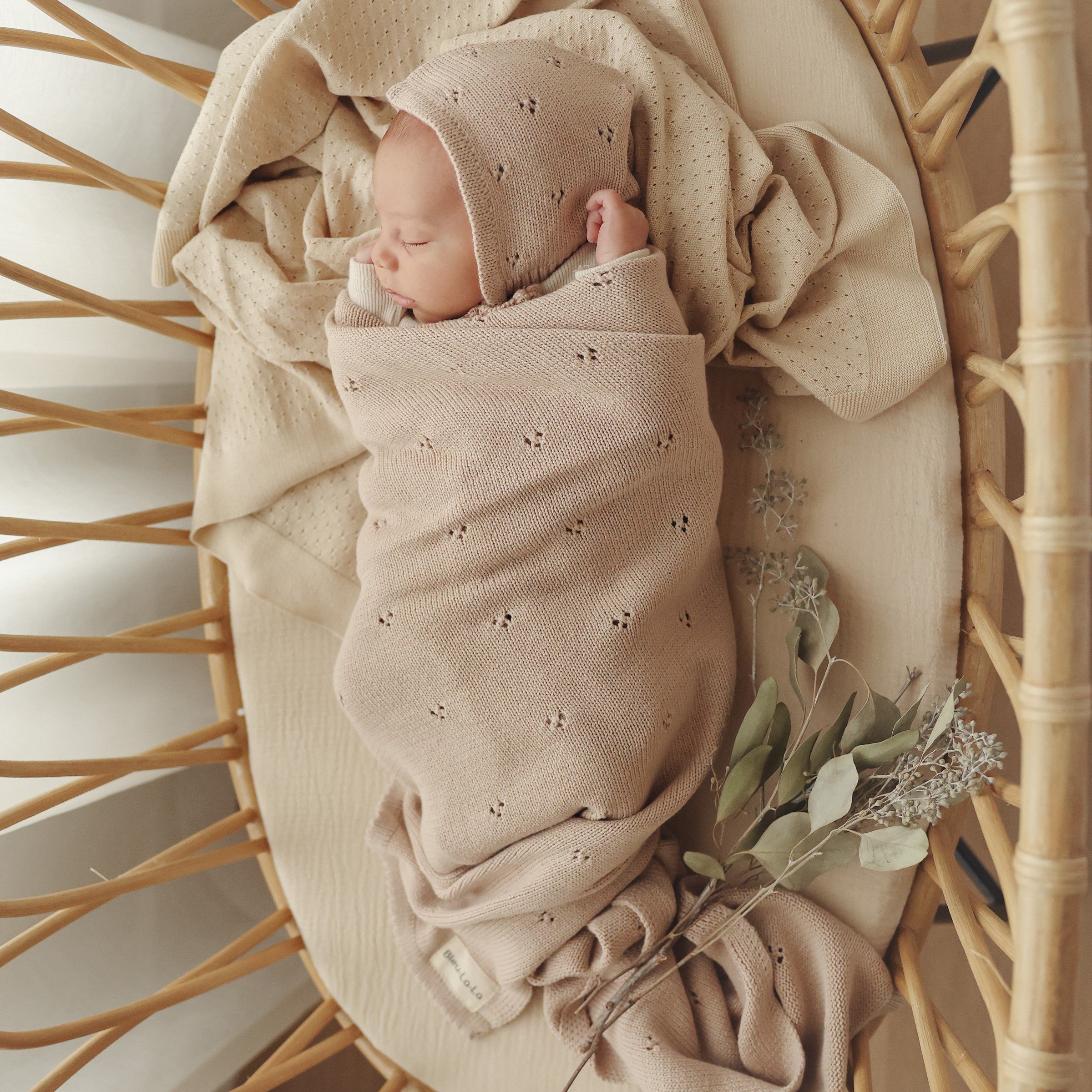 Organic Pointelle Knit Swaddle Blanket by Bleu La La