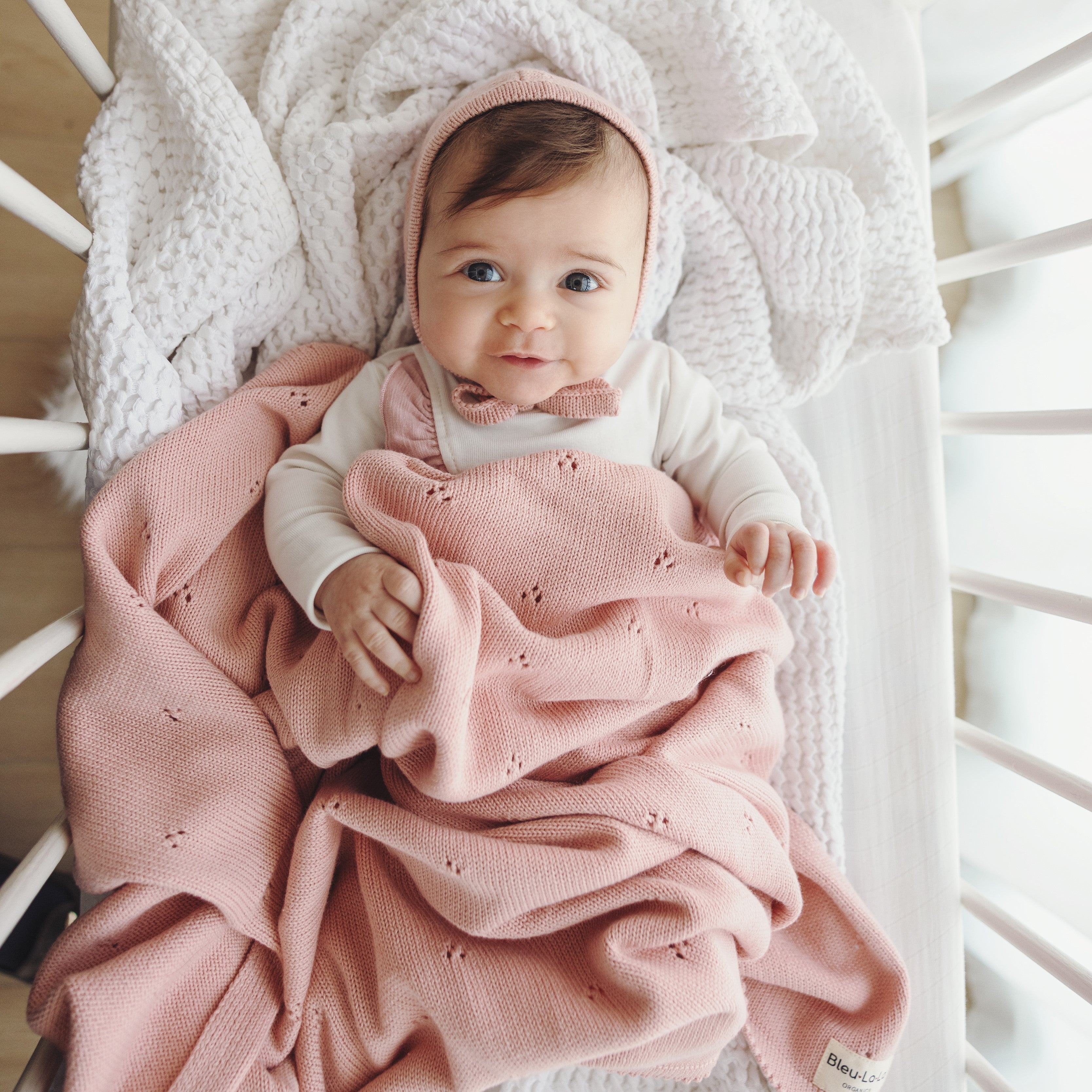 Organic Pointelle Knit Swaddle Blanket by Bleu La La