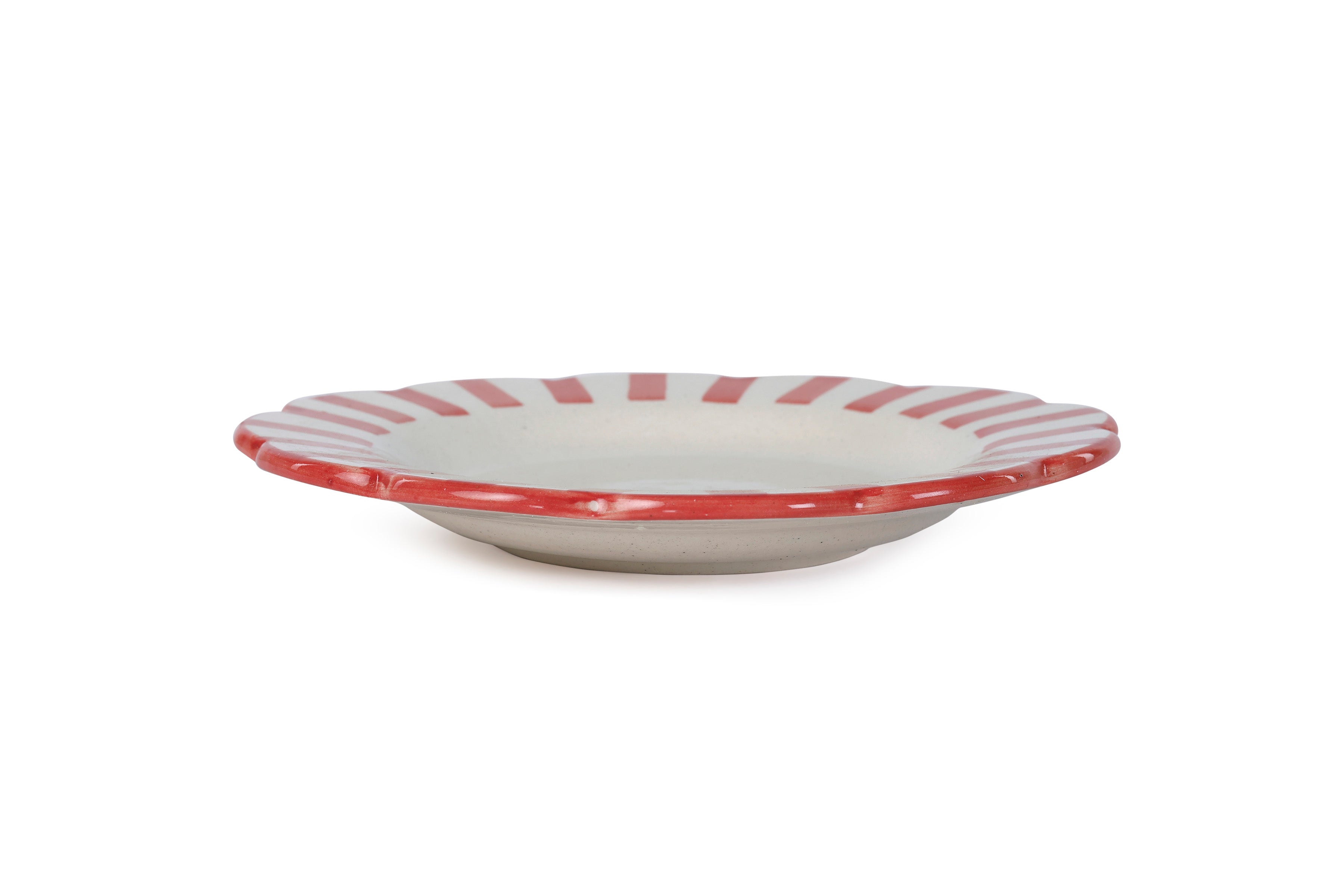 Ceramic stripe Salad Plate, Red- 8.25x 8.25 x 1.25 Inches ( Set of 2 )