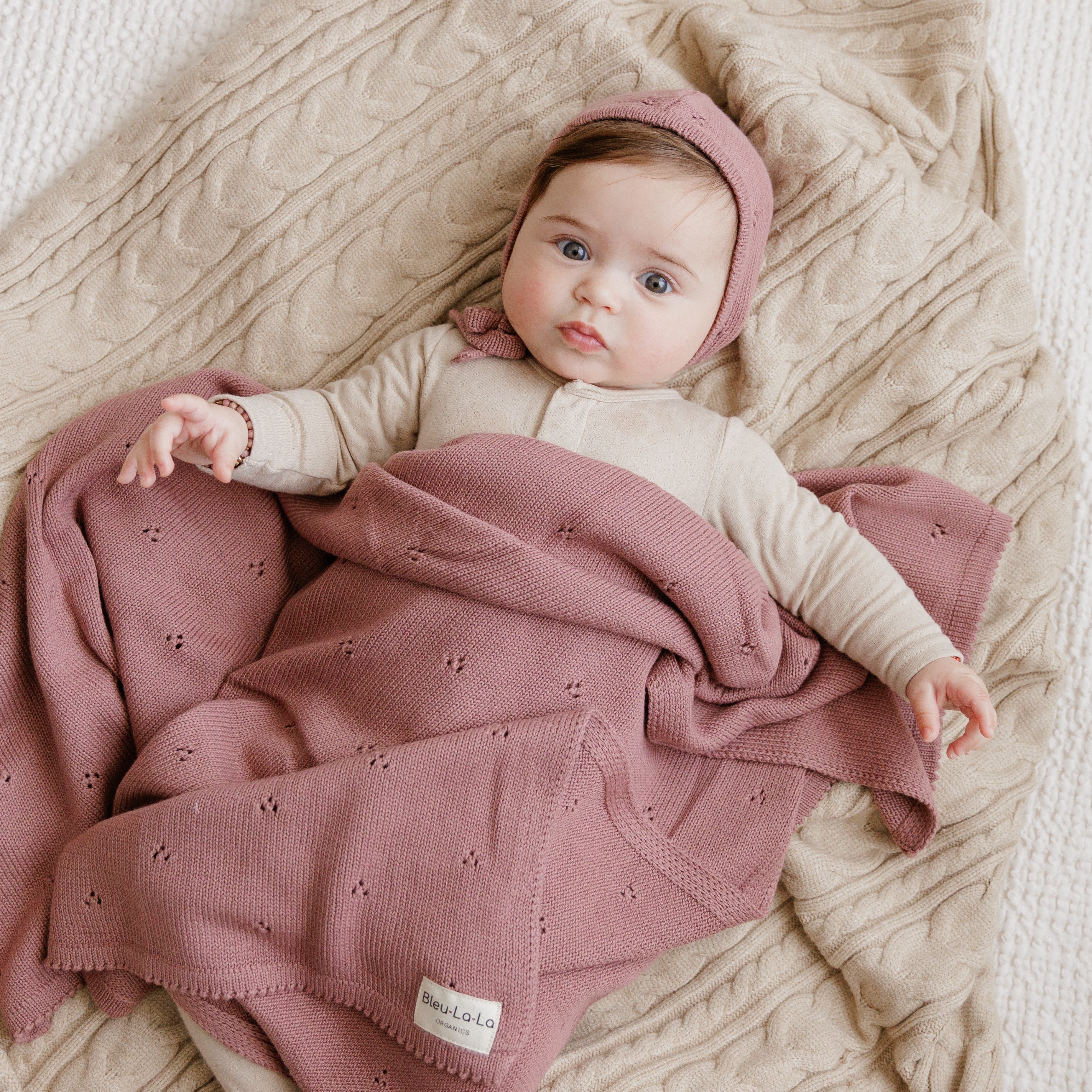 Organic Pointelle Knit Swaddle Blanket by Bleu La La