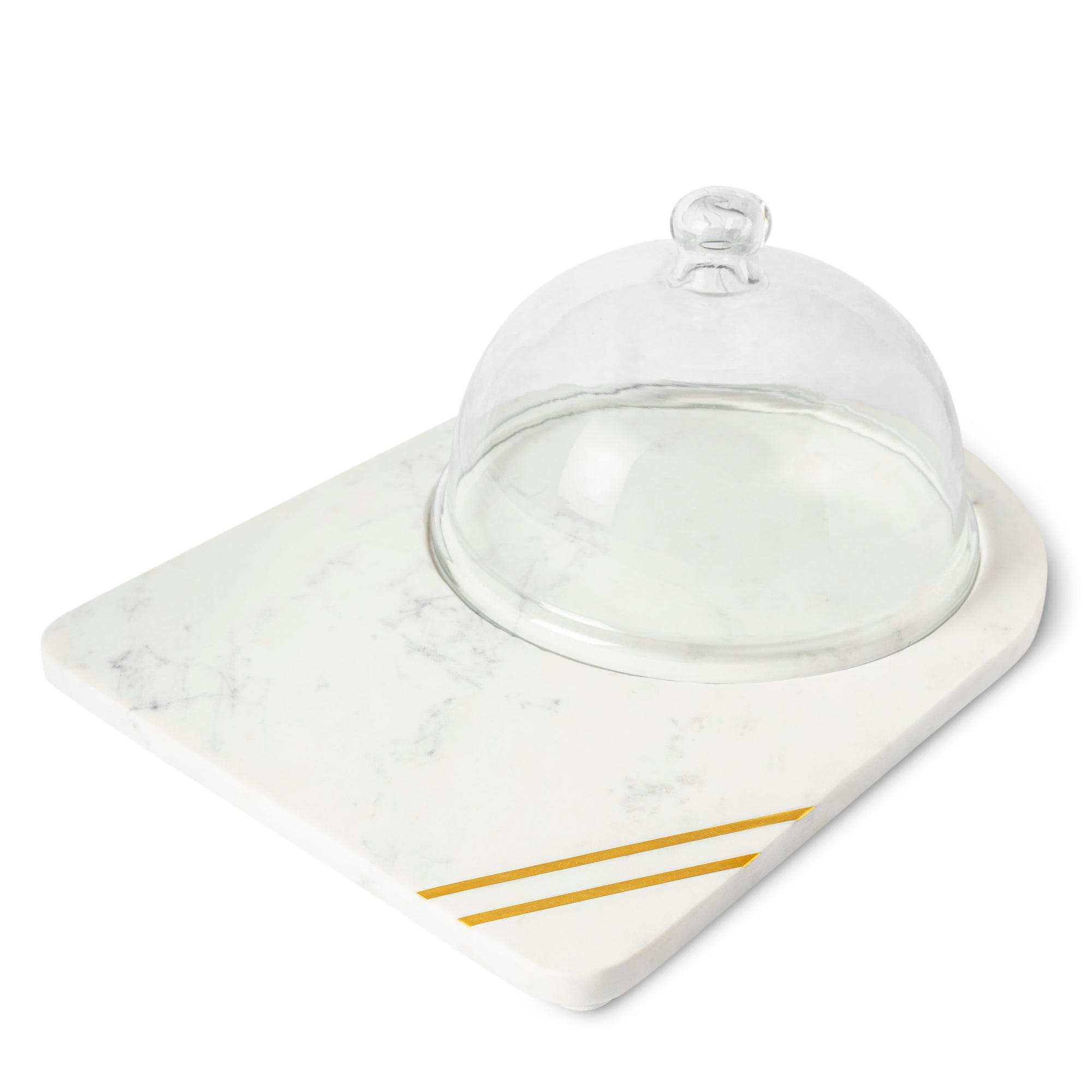 Bavaria Marble Cheese Board with Glass Cloche by GAURI KOHLI