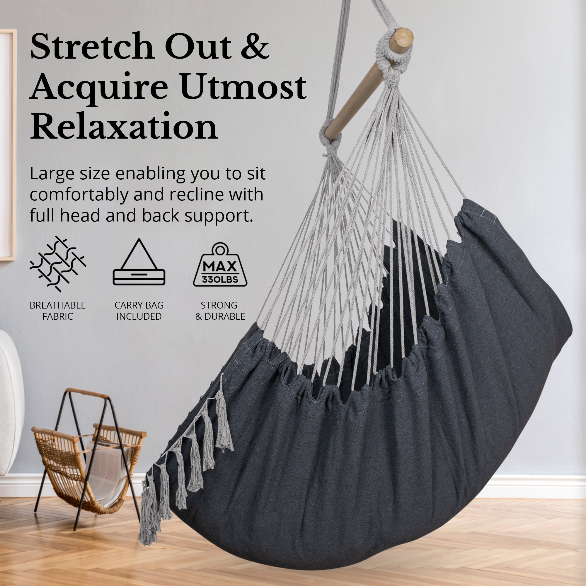 Hanging Hammock Chair (Grey) by Komorebi