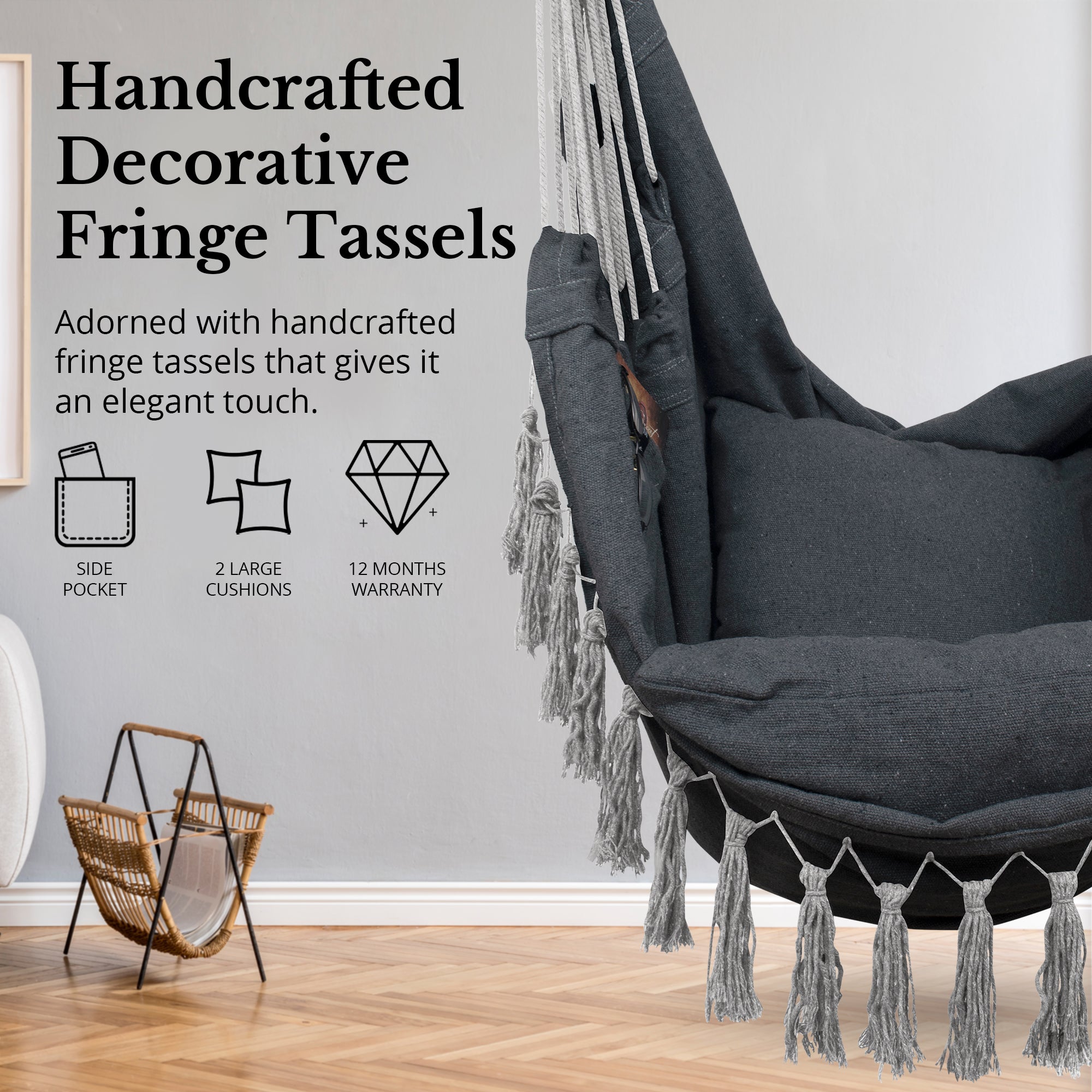 Hanging Hammock Chair (Grey) by Komorebi