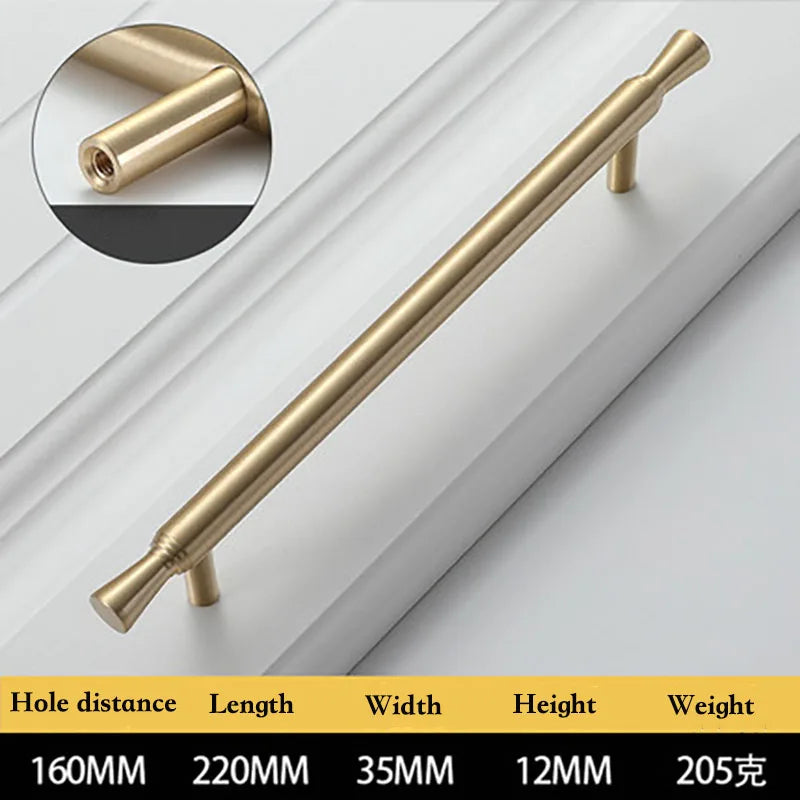 Solid Brass Kitchen Cabinet Handles – Modern Bar Pulls for Drawers and Wardrobes