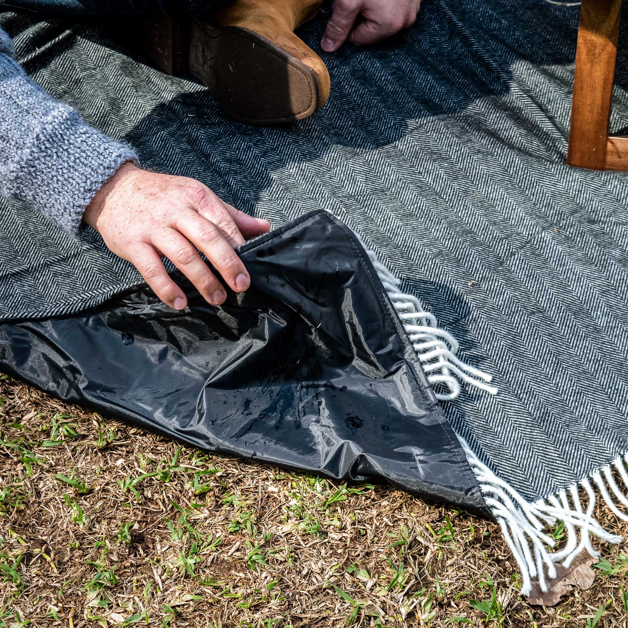 Herringbone Picnic Blanket by Komorebi