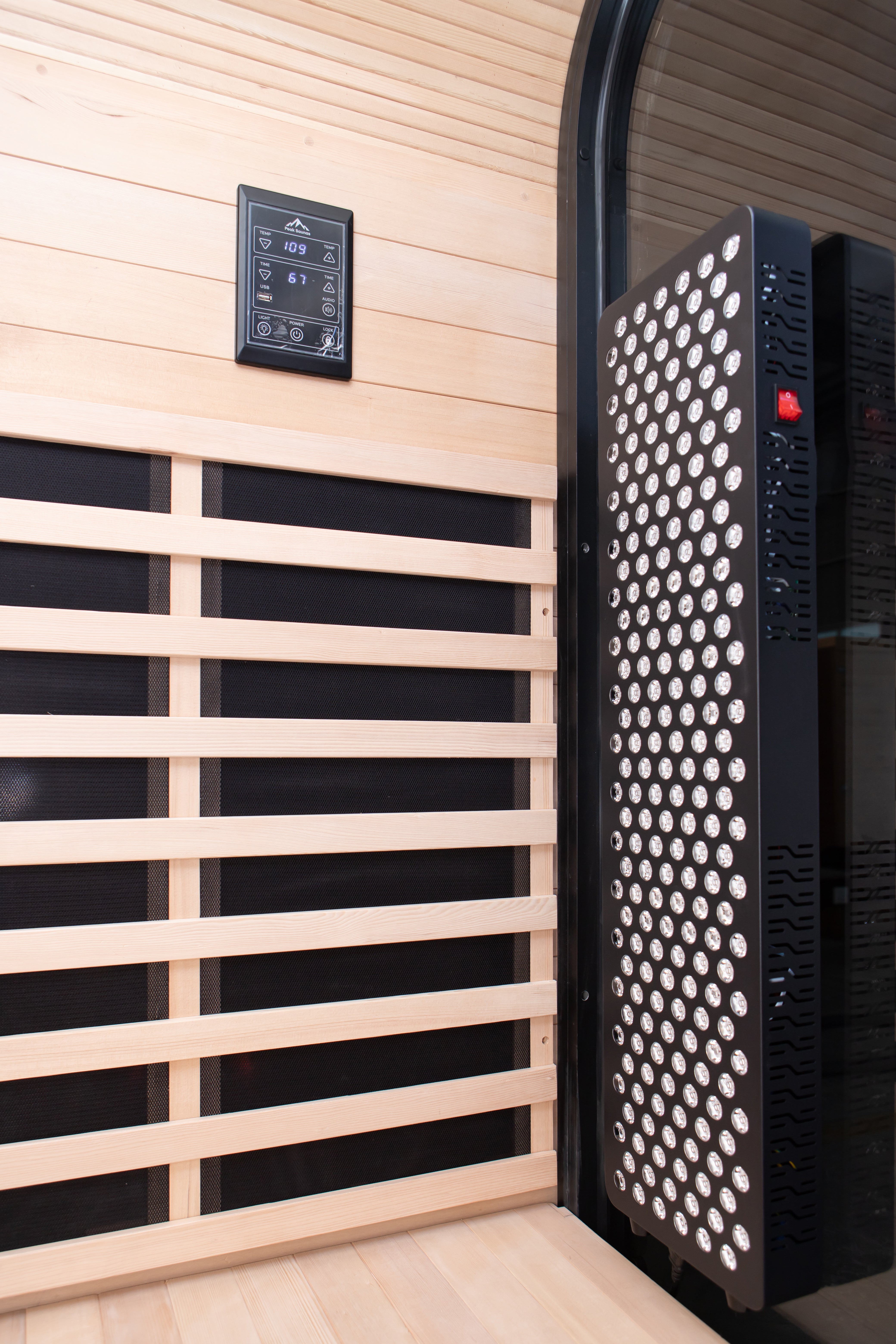 Peak Saunas El Capitan 4-Person Outdoor Full Spectrum Infrared Sauna with Built-In XL Medical-Grade Red Light Therapy and Smart WiFi App Control