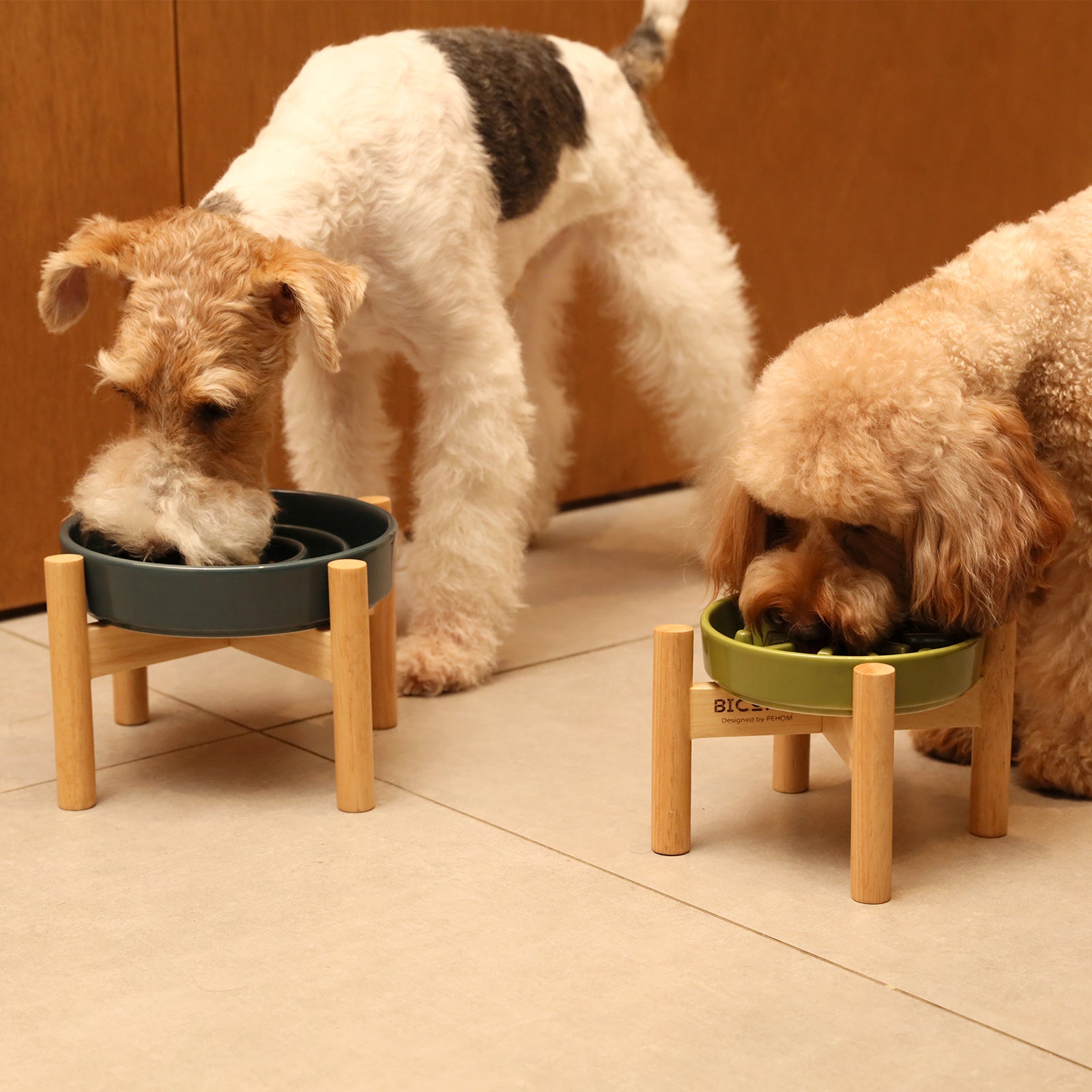 [Wave] Slow Feeder Dog Bowls - Pink / Beige / Orange by PEHOM