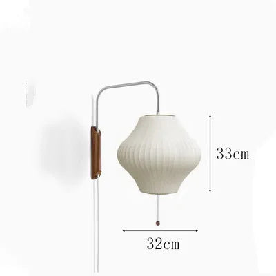 Japandi Design Nelson Wall Lamp - Hand-Woven Silk Light for Elegant Living Room and Bedroom Decor