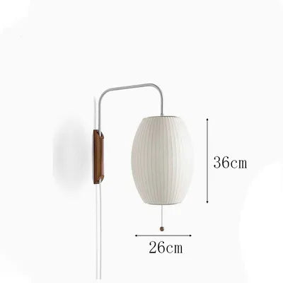 Japandi Design Nelson Wall Lamp - Hand-Woven Silk Light for Elegant Living Room and Bedroom Decor