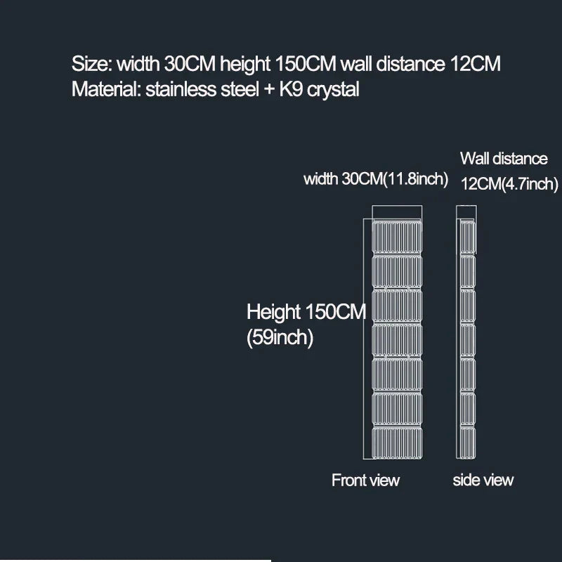 Riley - Luxury Rectangle Crystal Wall Silve Lamp For Department Aisle Corridor Bedroom Sconce TV Background Wall LED Decorative Lighting