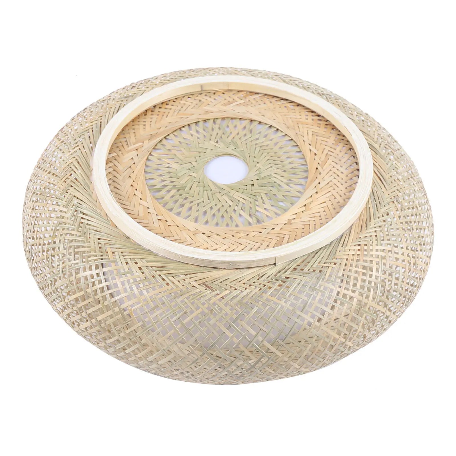 40CM Bamboo Wicker Rattan Ceiling Light Fixture - Asian Art Flush Mount Pendant Lamp