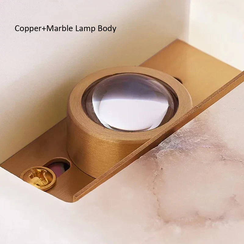 All-Copper Marble Wall Lamp - Modern Simplicity for Living Rooms, Dining Rooms, and Bedside Aisles with Natural Marble and LED Sconce