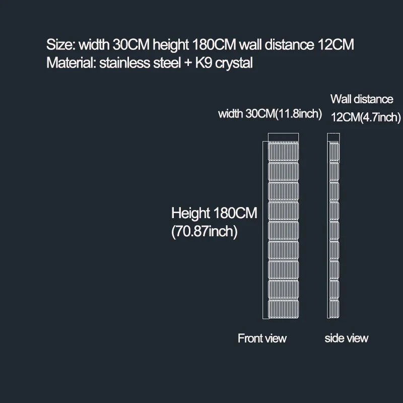 Riley - Luxury Rectangle Crystal Wall Silve Lamp For Department Aisle Corridor Bedroom Sconce TV Background Wall LED Decorative Lighting