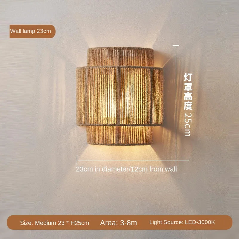 Retro Bohemian Rattan Wall Lamp - Artistic Lighting for Bedroom, Restaurant, and More