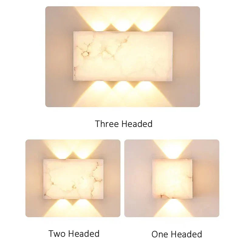 All-Copper Marble Wall Lamp - Modern Simplicity for Living Rooms, Dining Rooms, and Bedside Aisles with Natural Marble and LED Sconce