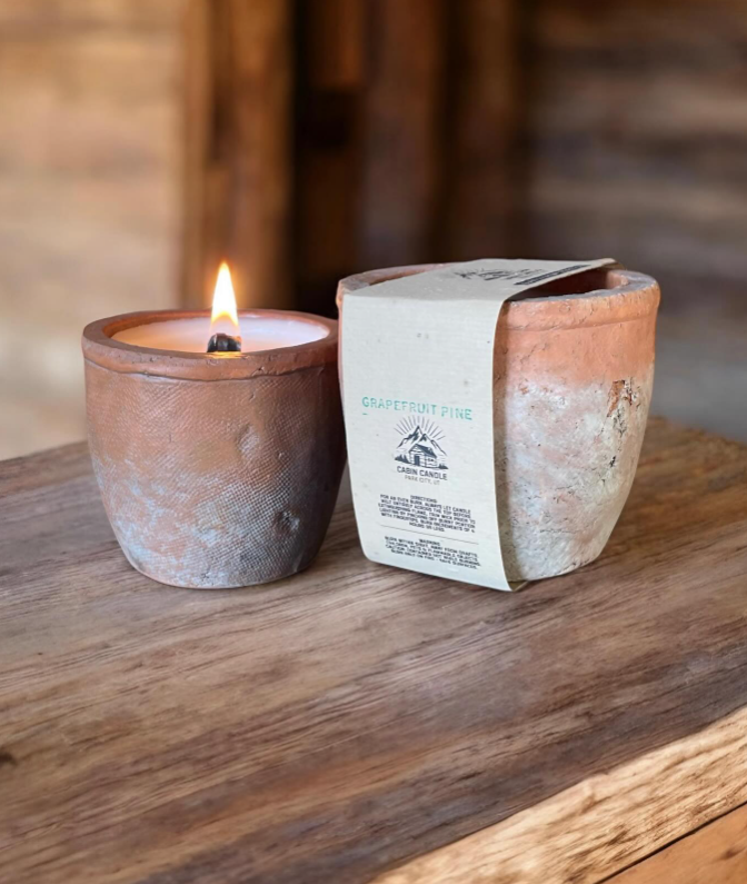 Burn + Grow Candle in Handmade Terra Cotta Pot | CABIN CANDLE