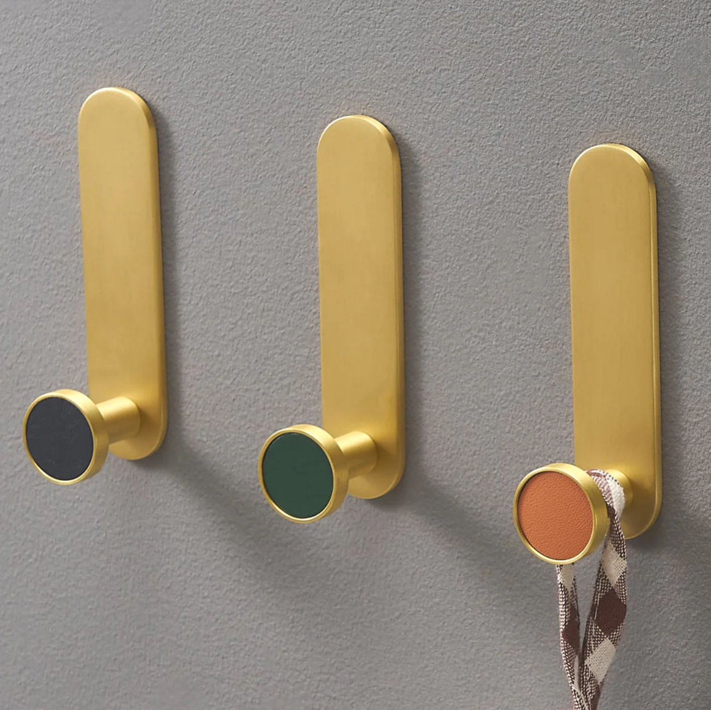 Beetham Solid Brass & Leather Wall Hooks | MERAKI