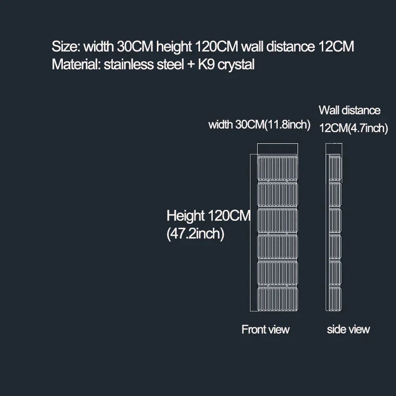 Riley - Luxury Rectangle Crystal Wall Silve Lamp For Department Aisle Corridor Bedroom Sconce TV Background Wall LED Decorative Lighting