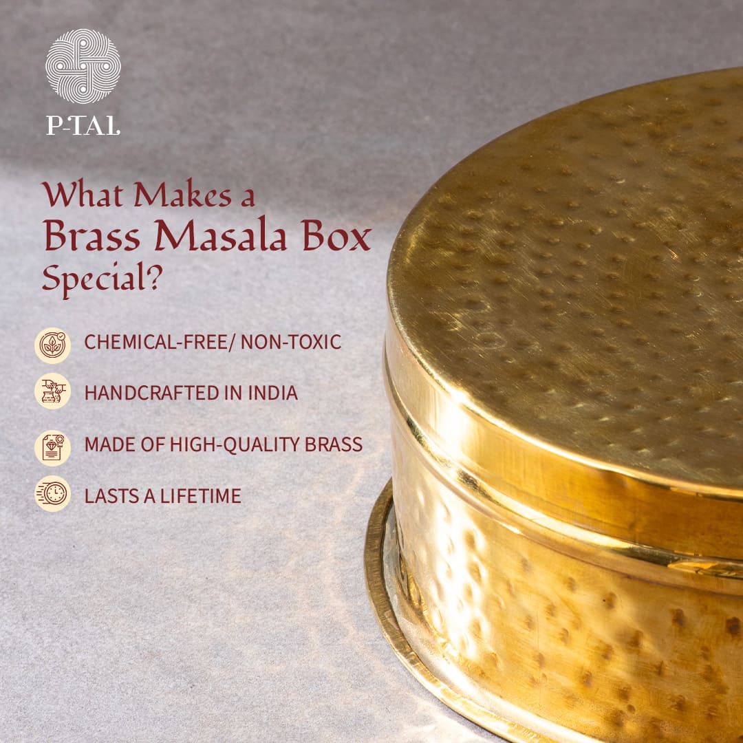 Brass Masala Daani / Spice Box in Gift Box