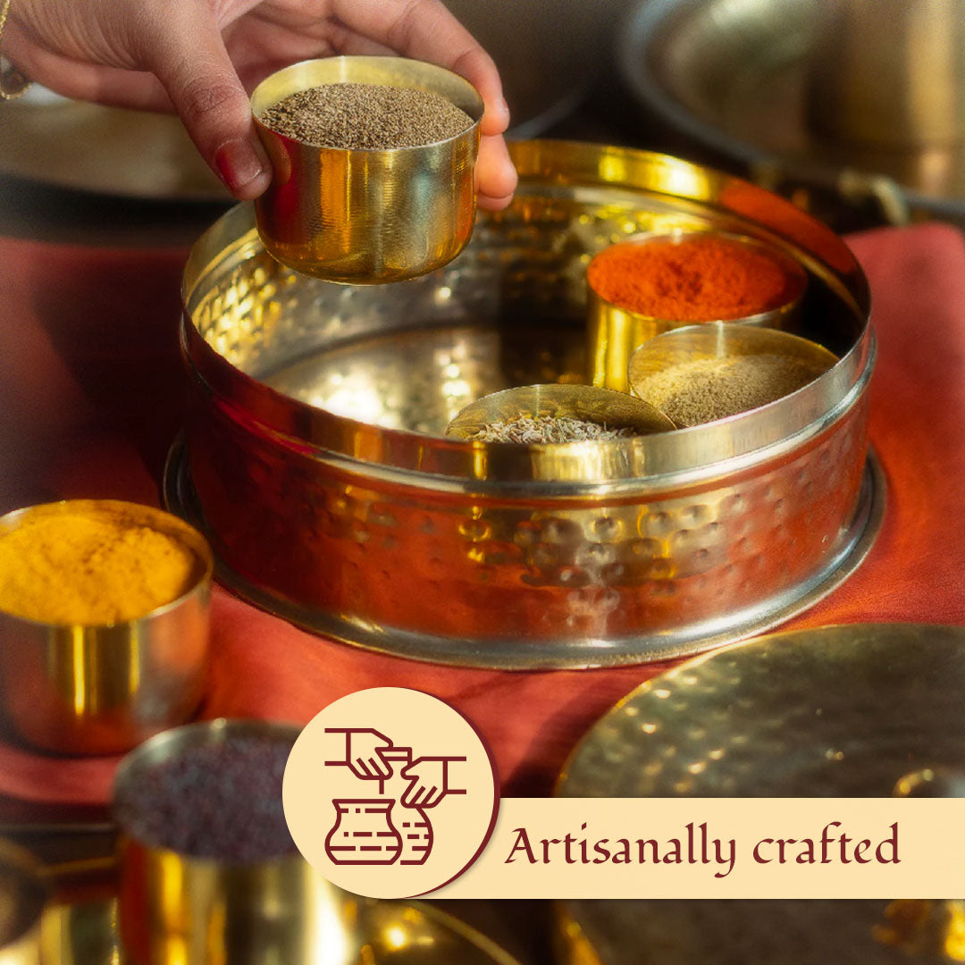 Brass Masala Daani / Spice Box in Gift Box