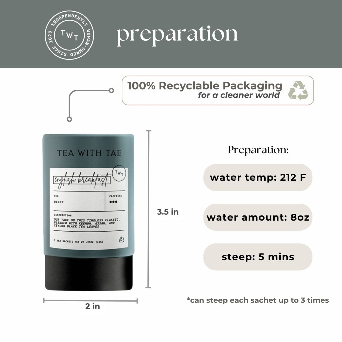 English Breakfast Mini Tea Tube (5 tea bags)
