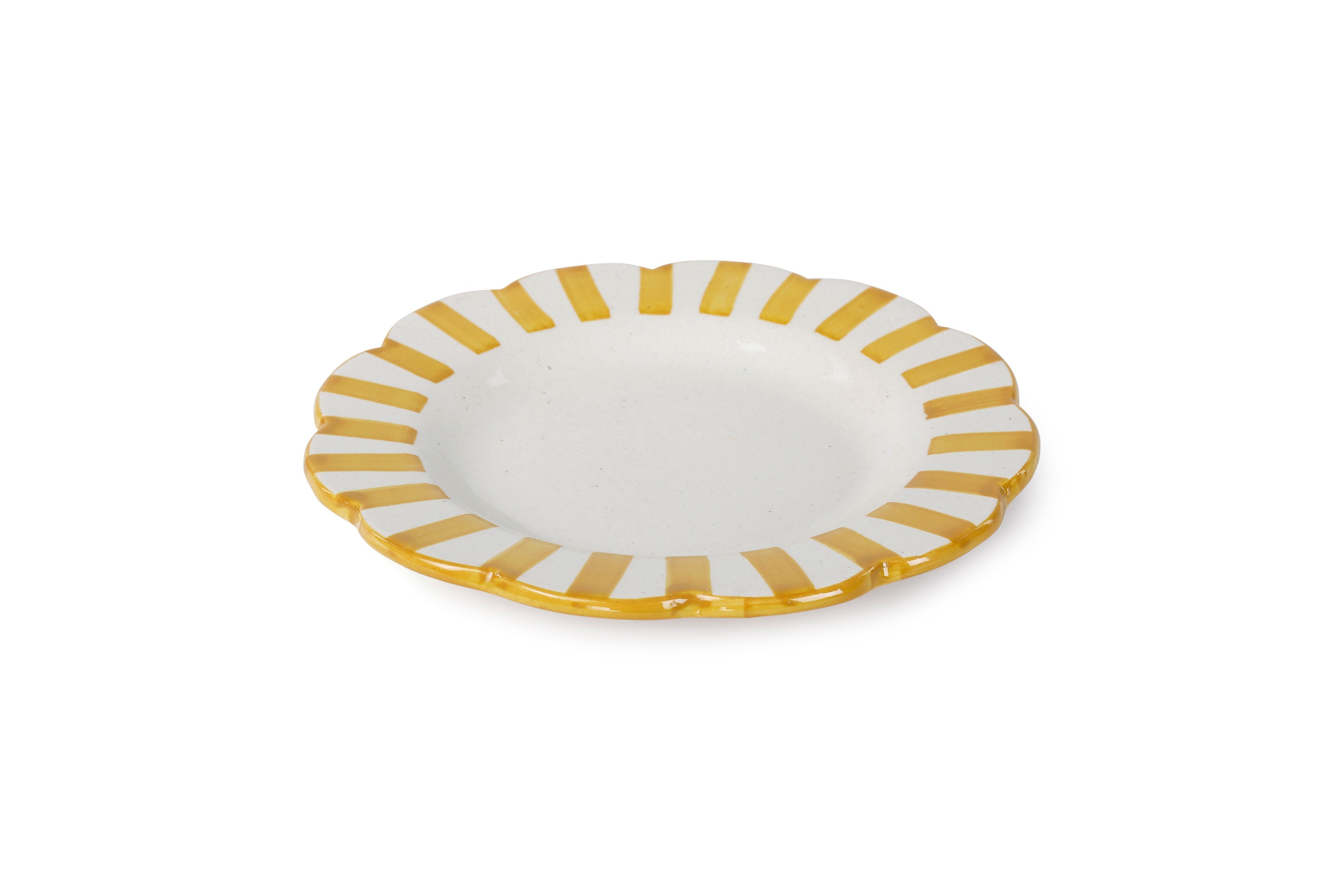 Ceramic stripe Salad Plate, Yellow- 8.25x 8.25 x 1.25 Inches ( Set of 2 )