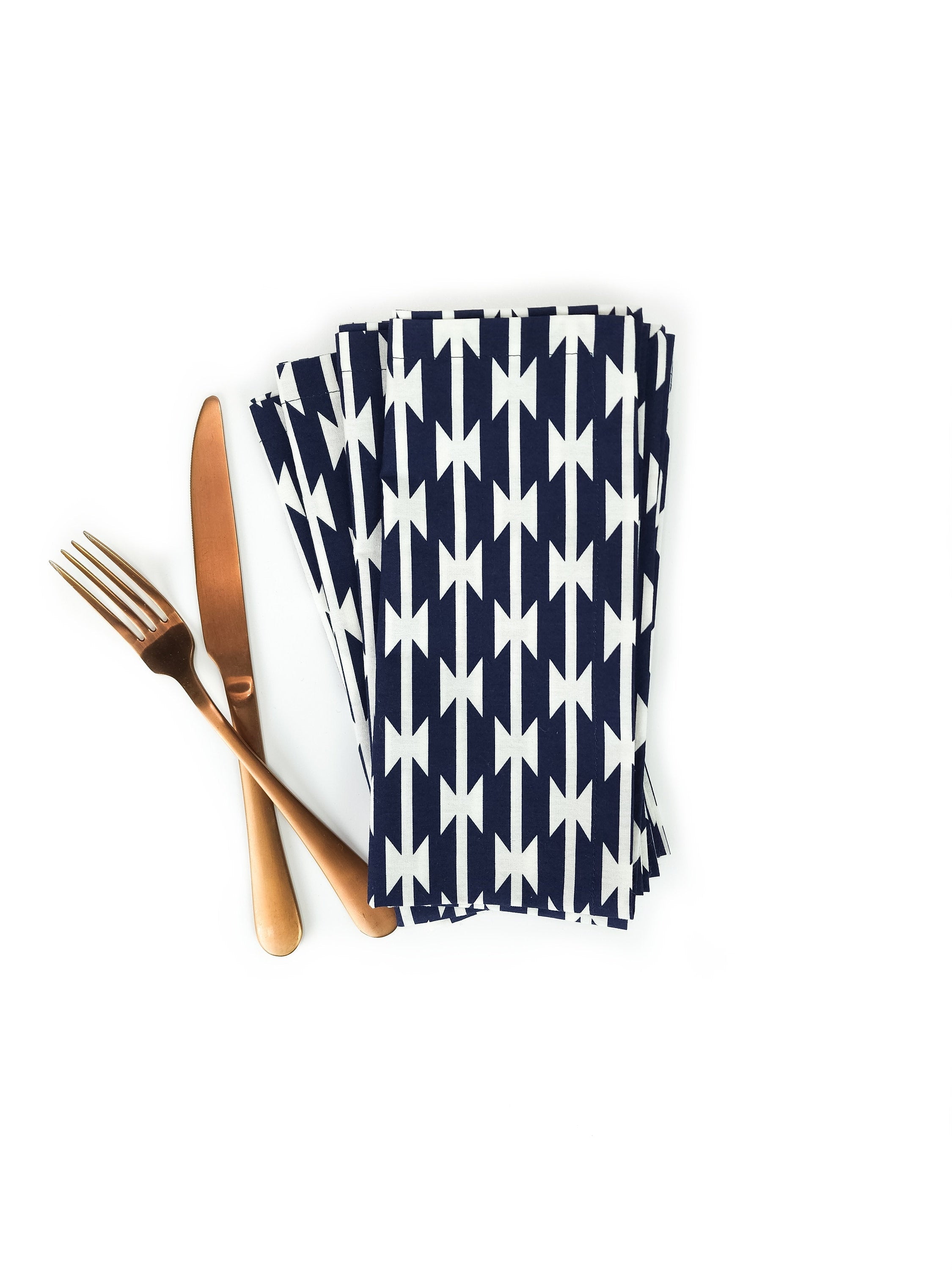 Navy Southwestern Cloth Napkins, Set of 4 by 90 West Linen Co.